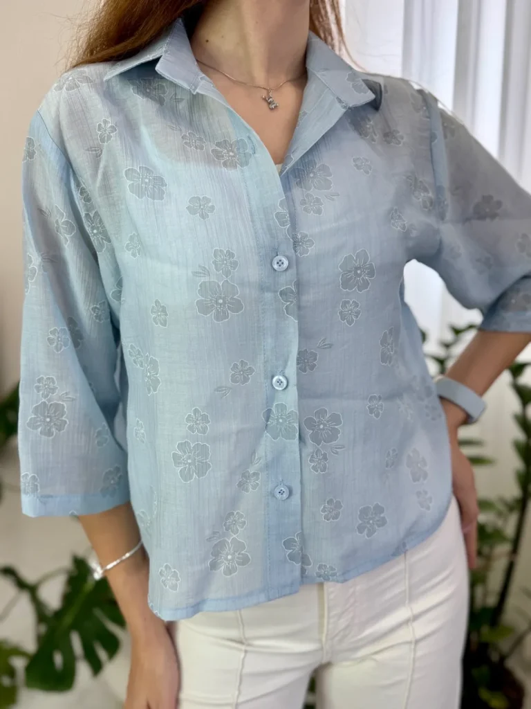 شومیز کراپ شیشه ای گل دار زنانه ستی گالری