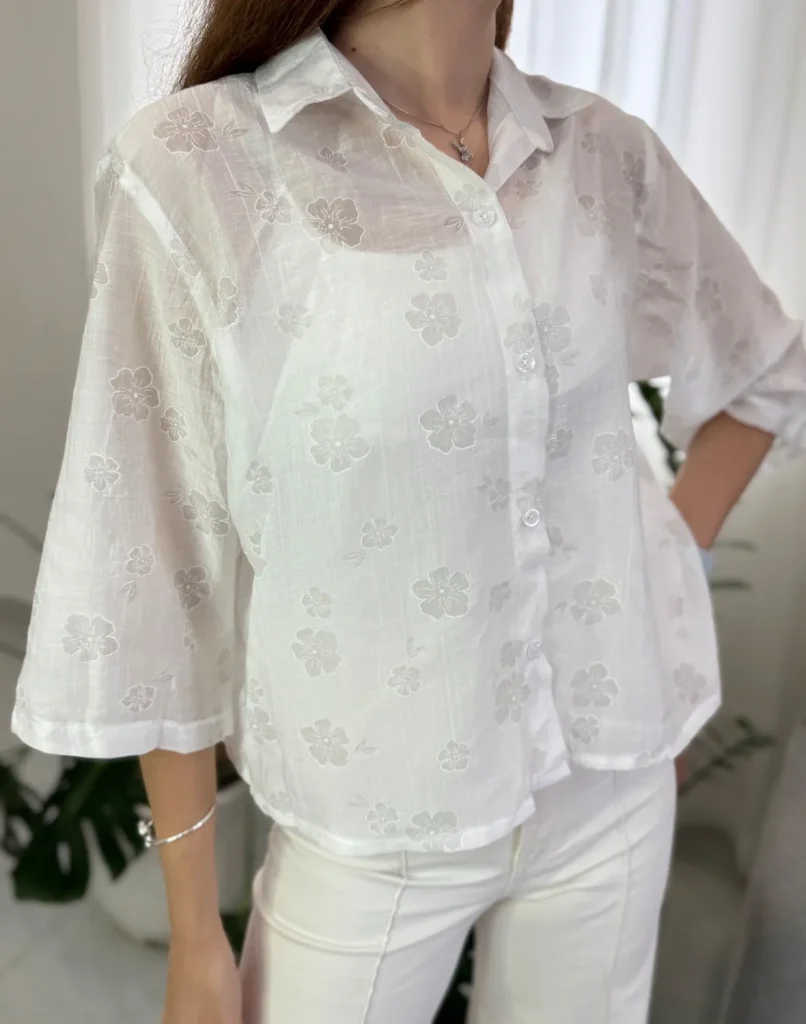 شومیز کراپ شیشه ای گل دار زنانه ستی گالری